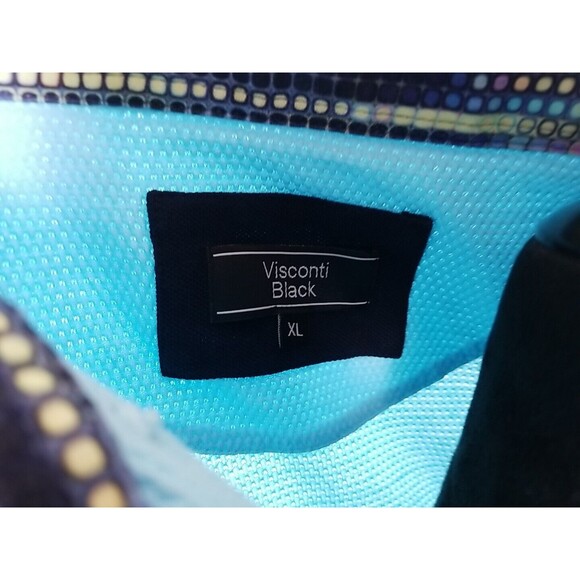 Visconti Black 1/4 Button Polo Shirt Mens XL Blue w/ Print Jacquard Interlock - Picture 7 of 7